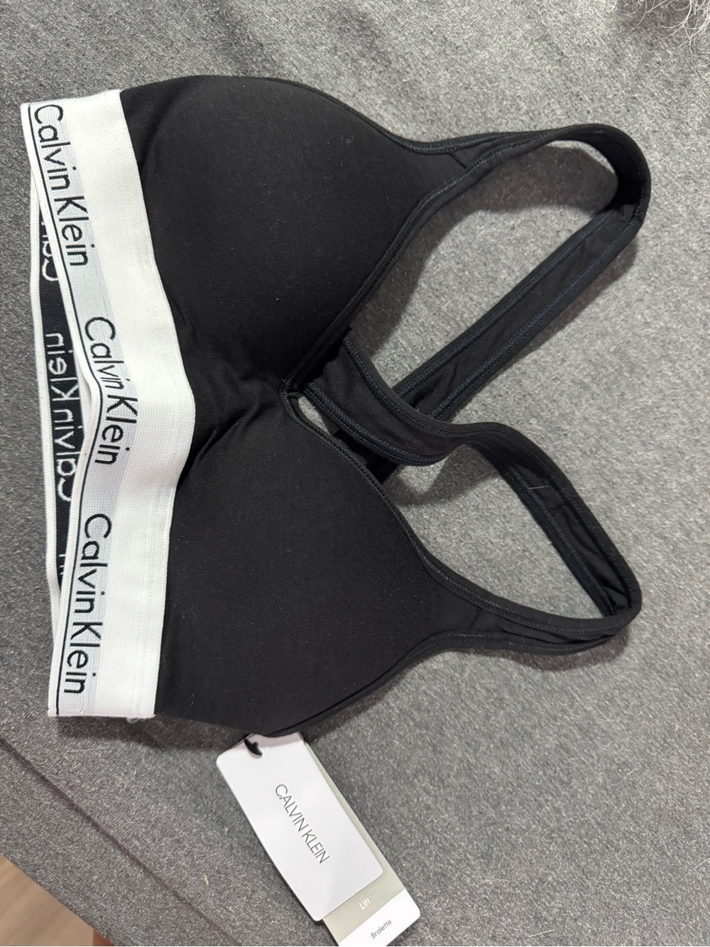 Calvin Klein Black Bralette with White Logo Band